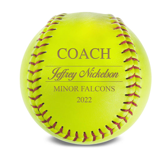 Personalized Leather Softball | Coach Jeffrey