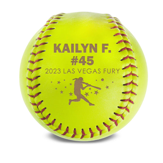 Personalized Leather Softball | Script
