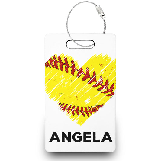 Personalized Baseball Bag Tag | Softball Heart