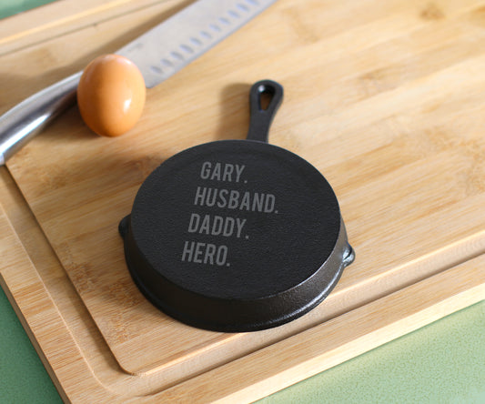 Personalized Cast Iron Pan | Husband Daddy Hero
