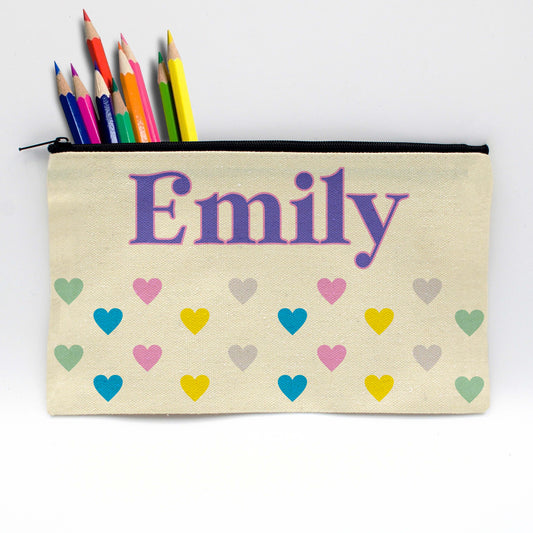 Personalized Pencil Pouch | Hearts