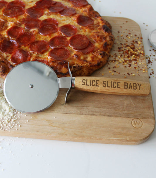 Personalized Wood Pizza Slicer | Slice Slice Baby