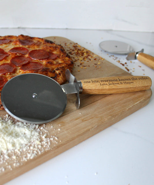 Personalized Wood Pizza Slicer | One Bite