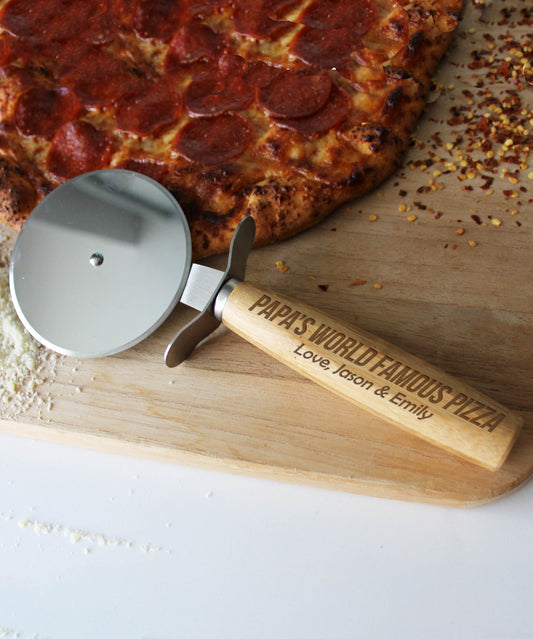 Personalized Wood Pizza Slicer | Papa's World Famous Pizza