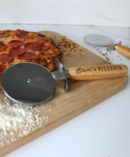 Personalized Wood Pizza Slicer | Sam's Pizzeria