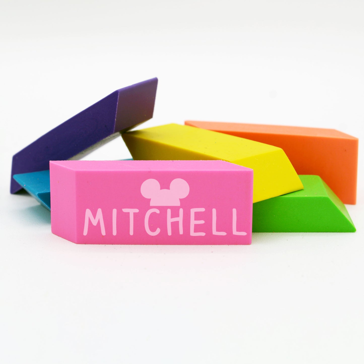 Personalized Neon Erasers Set of 6 | Mickey Ears