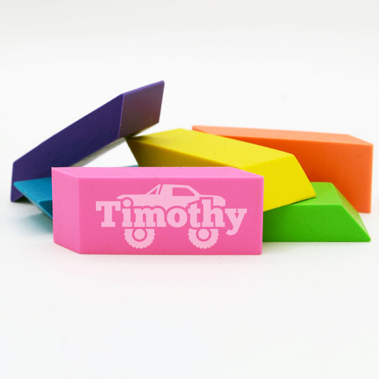 Personalized Neon Erasers Set of 6 | Monster Truck