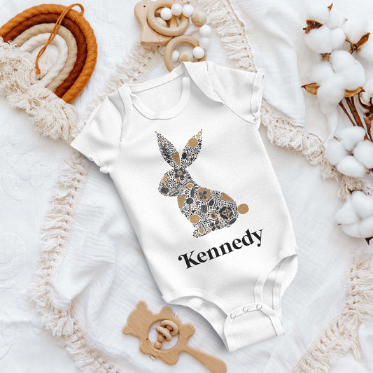 Personalized Easter Onesies | Floral Bunny
