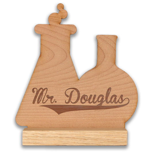 Wood Teacher Desk Sign | Test Tubes Mr. Douglas