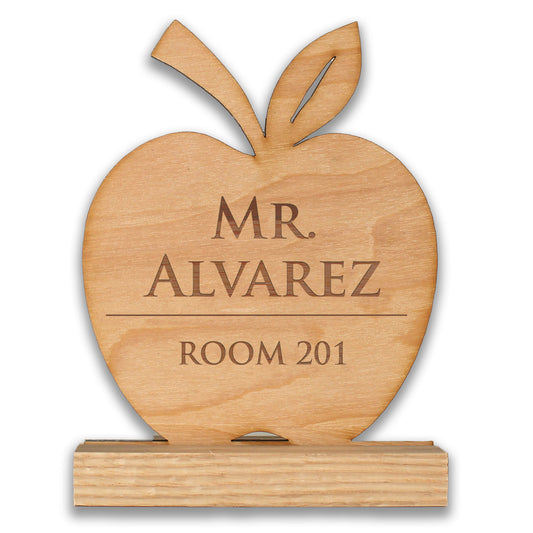 Wood Teacher Desk Sign | Apple Mr. Alvarez