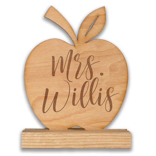 Wood Teacher Desk Sign | Mrs. Willis Apple