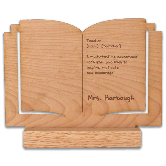 Wood Teacher Desk Sign | Book Techer Define
