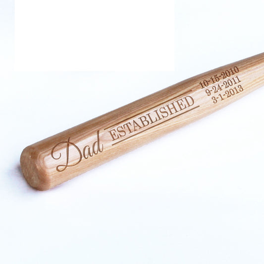 Mini Wood Baseball Bat | Dad Est. Date