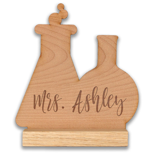 Wood Teacher Desk Sign | Test Tubes Mrs. Ashley