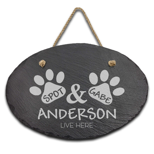 Slate Outdoor Address Sign | Paw Prints
