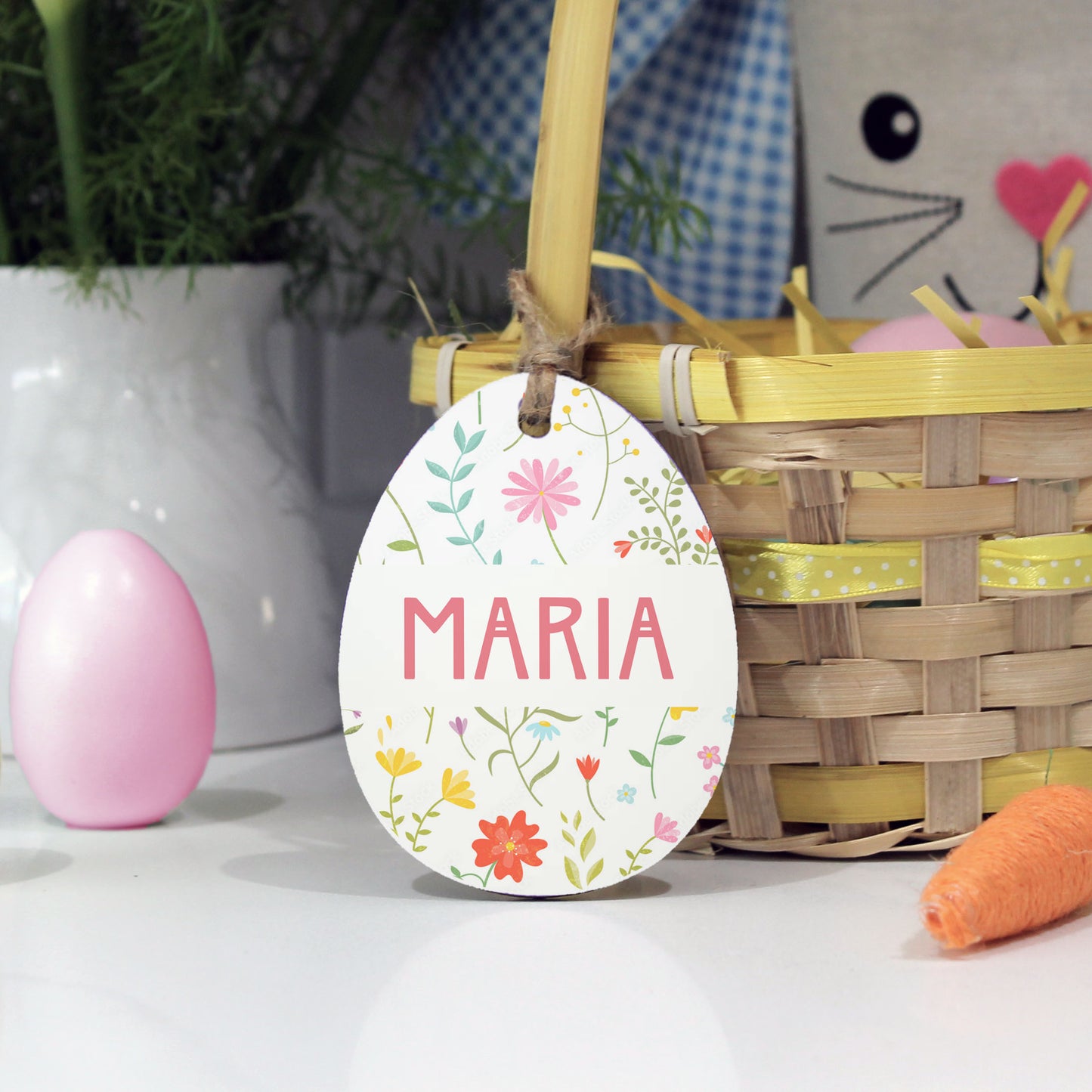 Personalized Easter Basket Name Tag | Blue Dots