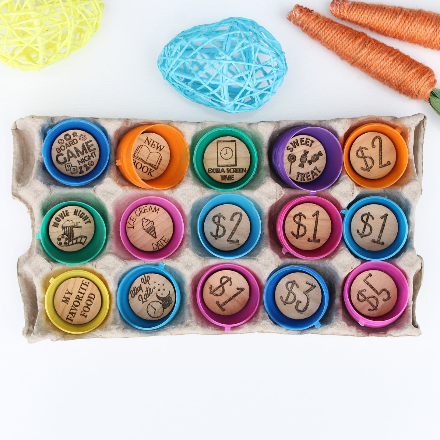 Wood Easter Egg Tokens
