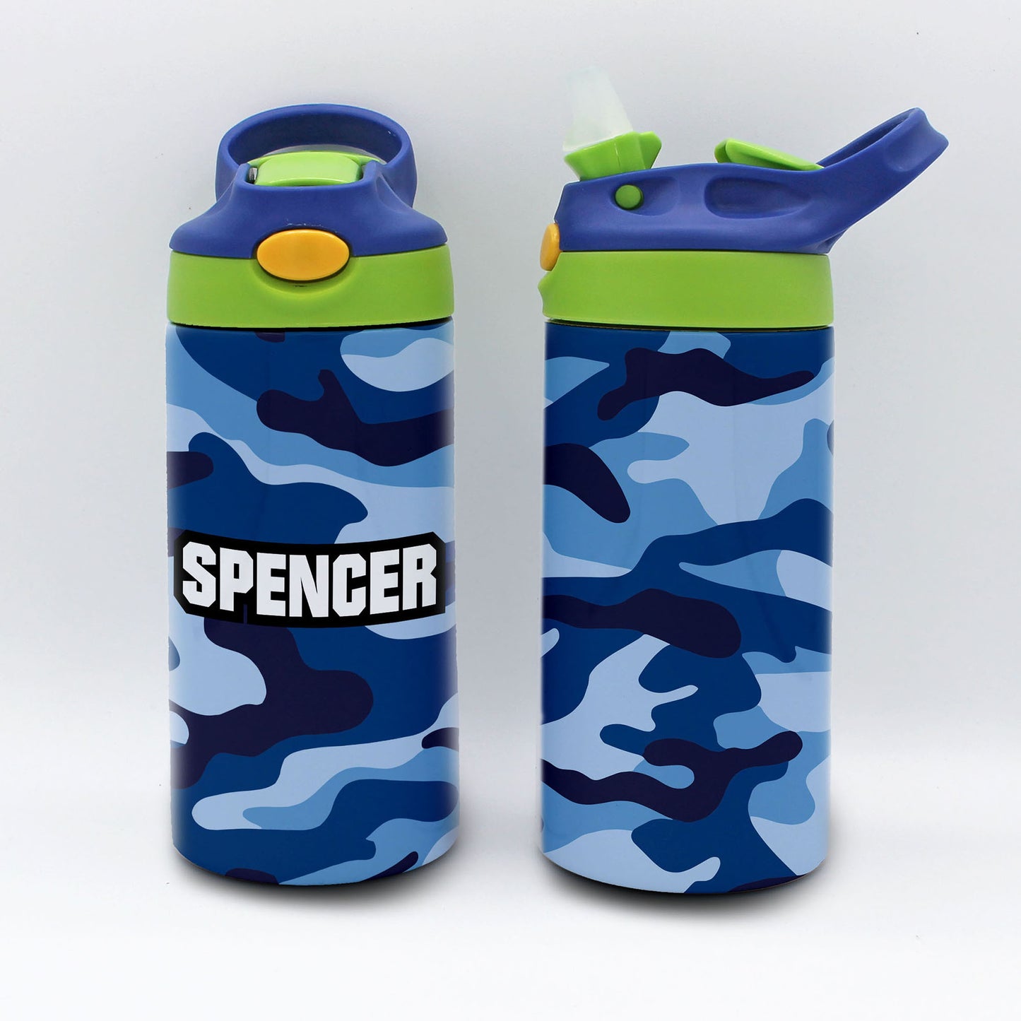 Personalized Kid's Water Bottle | Blue Camo