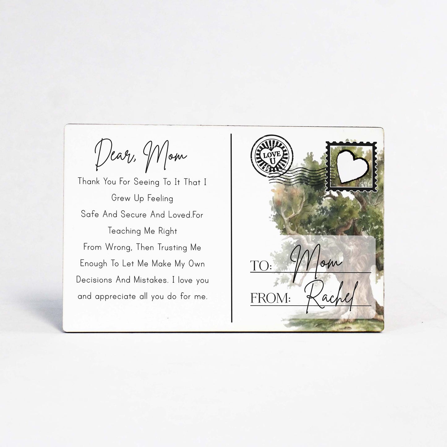 Wood Postcard for Mother’s Day | Rustic Tree