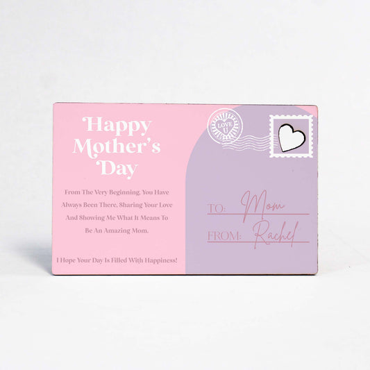Wood Postcard for Mother’s Day | Pink Purple