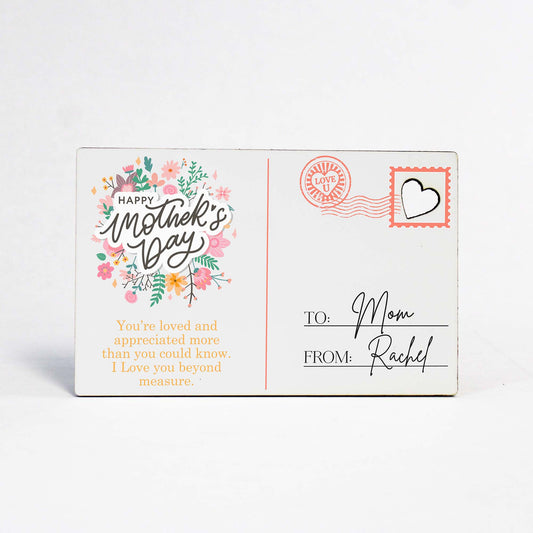 Wood Postcard for Mother’s Day | Floral Wreath