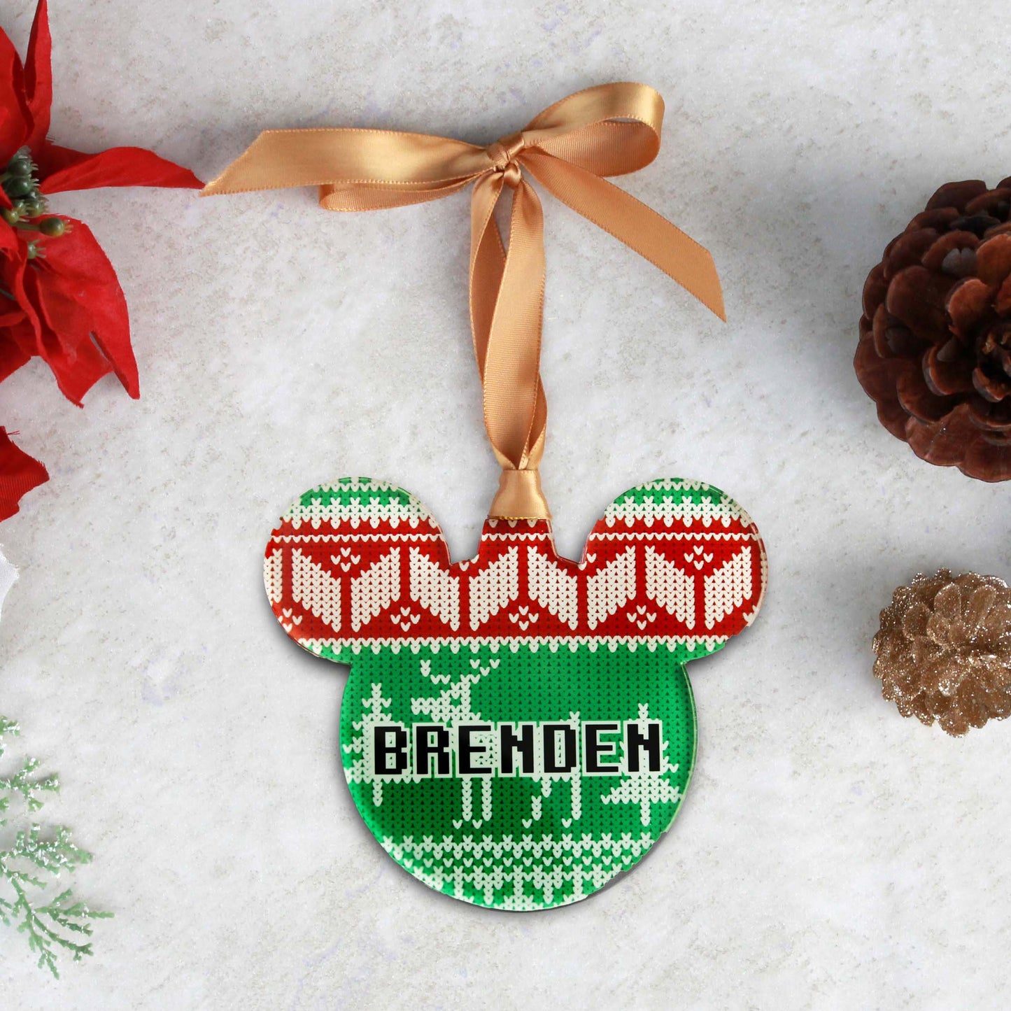 Acrylic Christmas Ornaments | Red Black Plaid