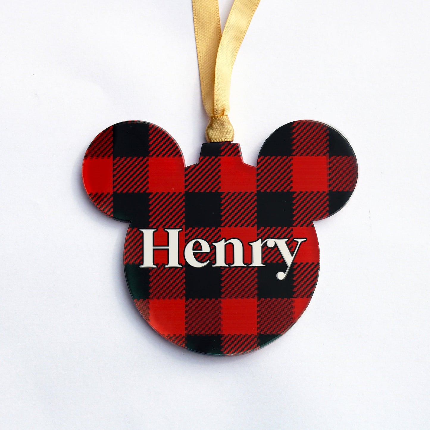 Acrylic Christmas Ornaments | Red Black Plaid