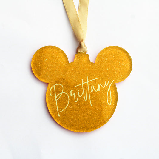 Acrylic Christmas Ornaments | Gold Glitter