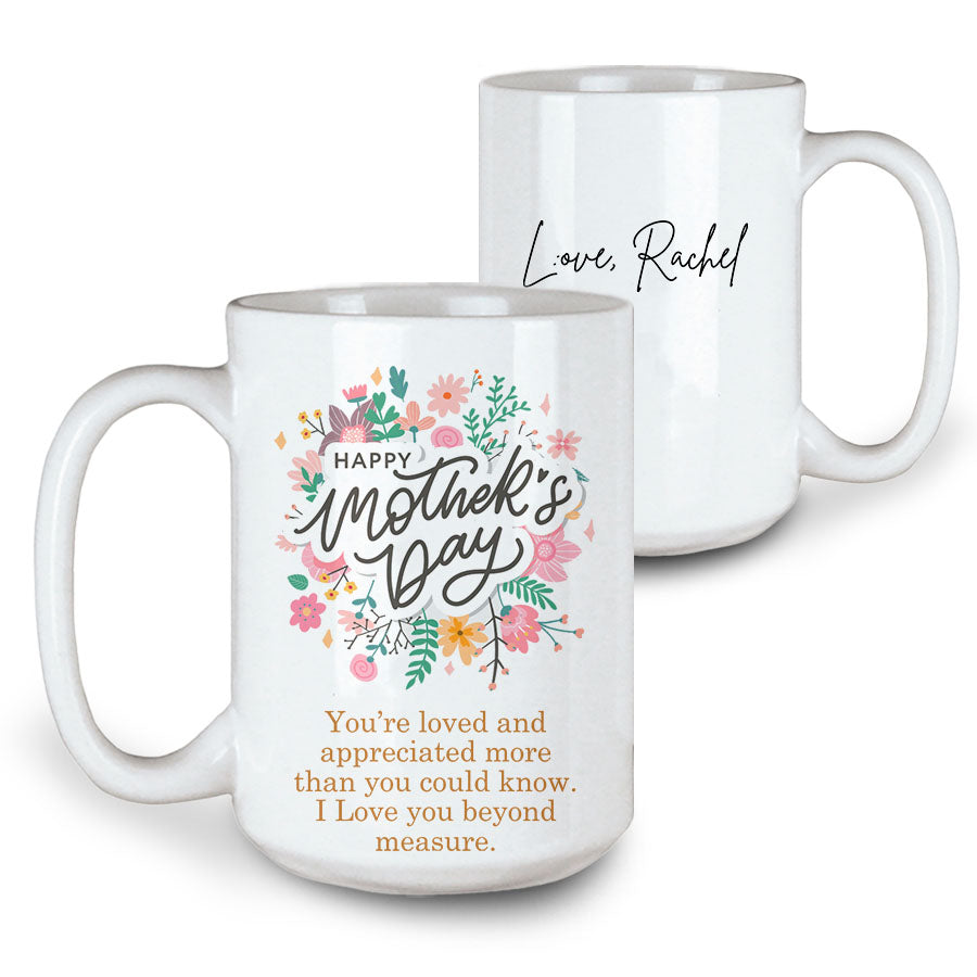 Coffee Mug 15 oz – Custom Print | Floral Wreath