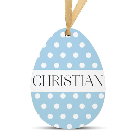Personalized Easter Basket Name Tag | Blue Dots
