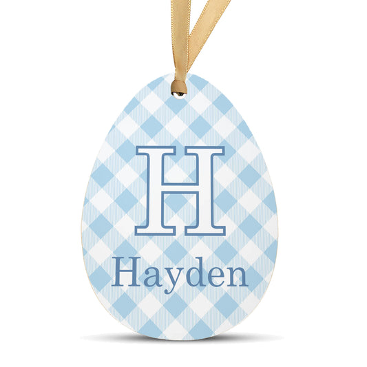 Personalized Easter Basket Name Tag | Blue Plaid