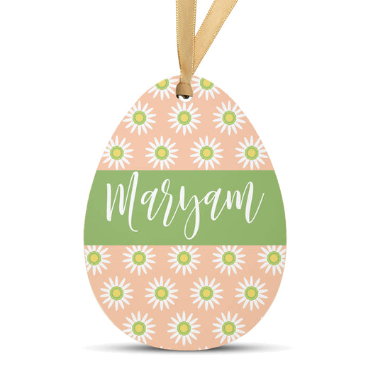 Personalized Easter Basket Name Tag | Sunflower Coral