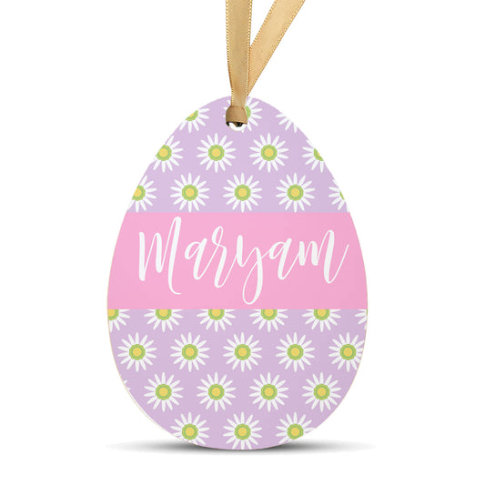 Personalized Easter Basket Name Tag | Sunflower Purple