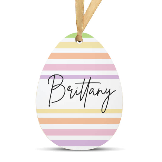Personalized Easter Basket Name Tag | Stripes