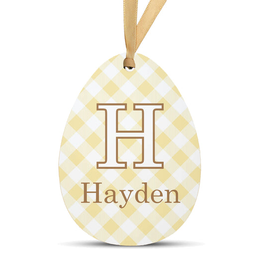 Personalized Easter Basket Name Tag | Yellow Plaid
