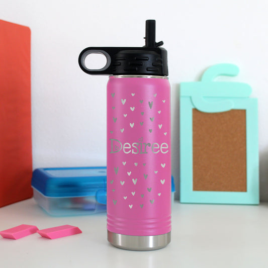 20 oz. Kid's Metal Water Bottle | Hearts