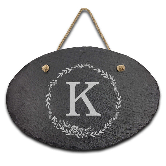 Slate Outdoor Address Sign | K Monogram